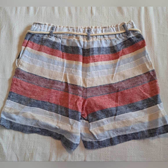 J.Jill women's size Small linen shorts multi color stripe, 2 pockets, EUC - Picture 3 of 4